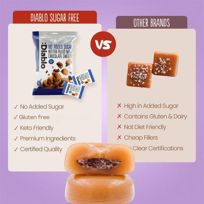 No Added Sugar Butter Filled with Chocolate Sweets (75g) Diablo Sugar Free