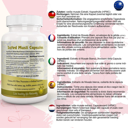 Ayushya Safed Musli Capsules (Chlorophytum Borivilianum) Strength & Stamina Support - Vegan, Gluten Free, Non-GMO, 60 Capsules