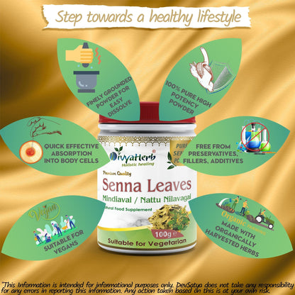 DivyaHerb Senna Leaves Powder 100 gram - Bowel Regularity Support