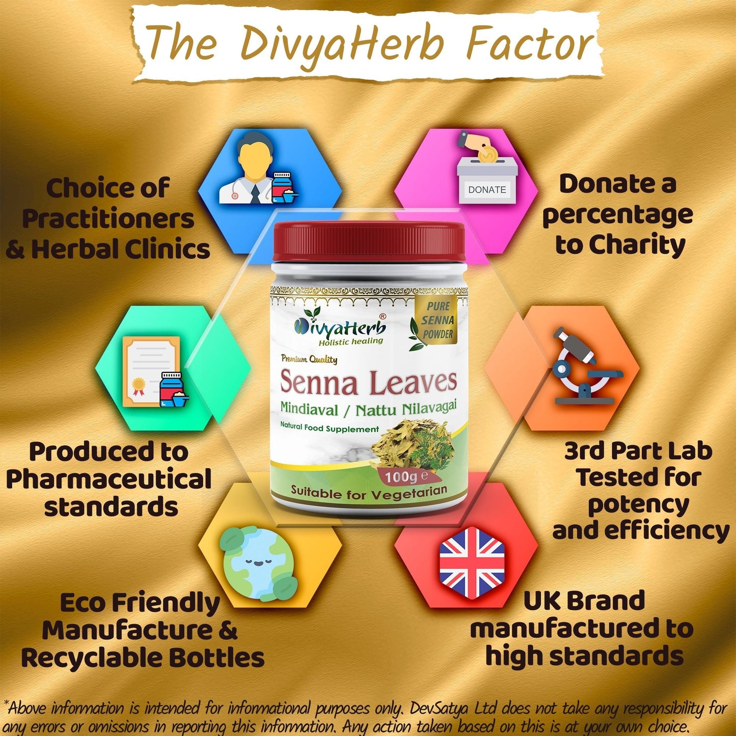 DivyaHerb Senna Leaves Powder 100 gram - Bowel Regularity Support