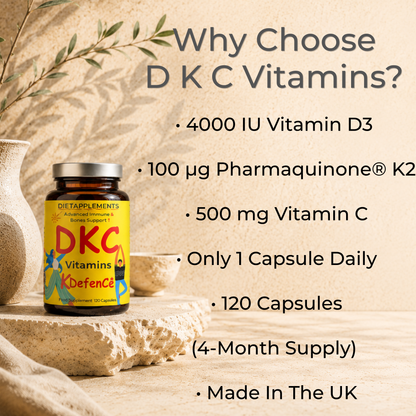 Vitamin D3, Vitamin K2 & Vitamin C for the Immune System & Bones