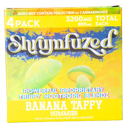 Shrumfuzed Proprietary Nootropic Gummy 3200mg – Lion's Mane, Reishi, Chaga & Cordyceps (4 Mushroom Blend) – Banana Taffy