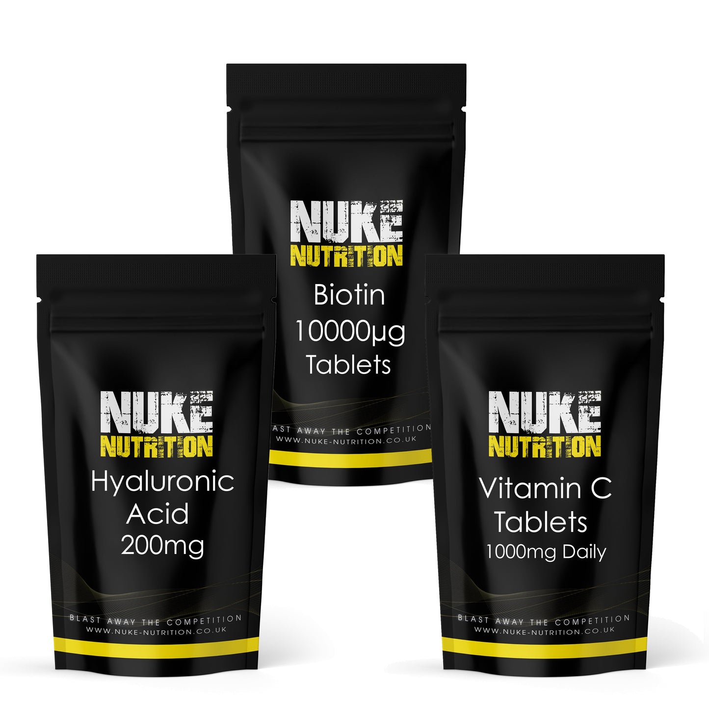 Hair & Skin Care Bundle - Hyaluronic Acid, Vitamin C, Biotin - High Strength x 180 Tablets