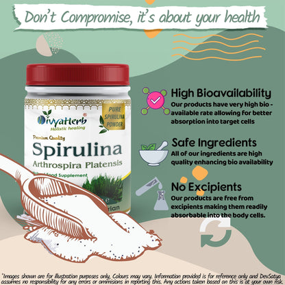 DivyaHerb Spirulina Powder 100 gram - Daily Vitality Support