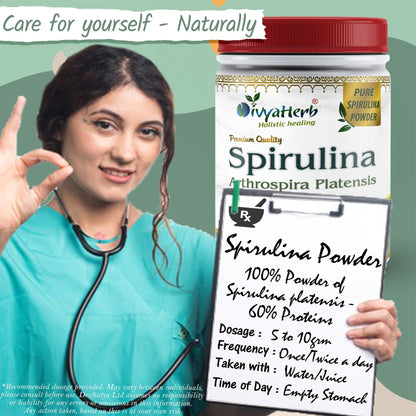 DivyaHerb Spirulina Powder 100 gram - Daily Vitality Support