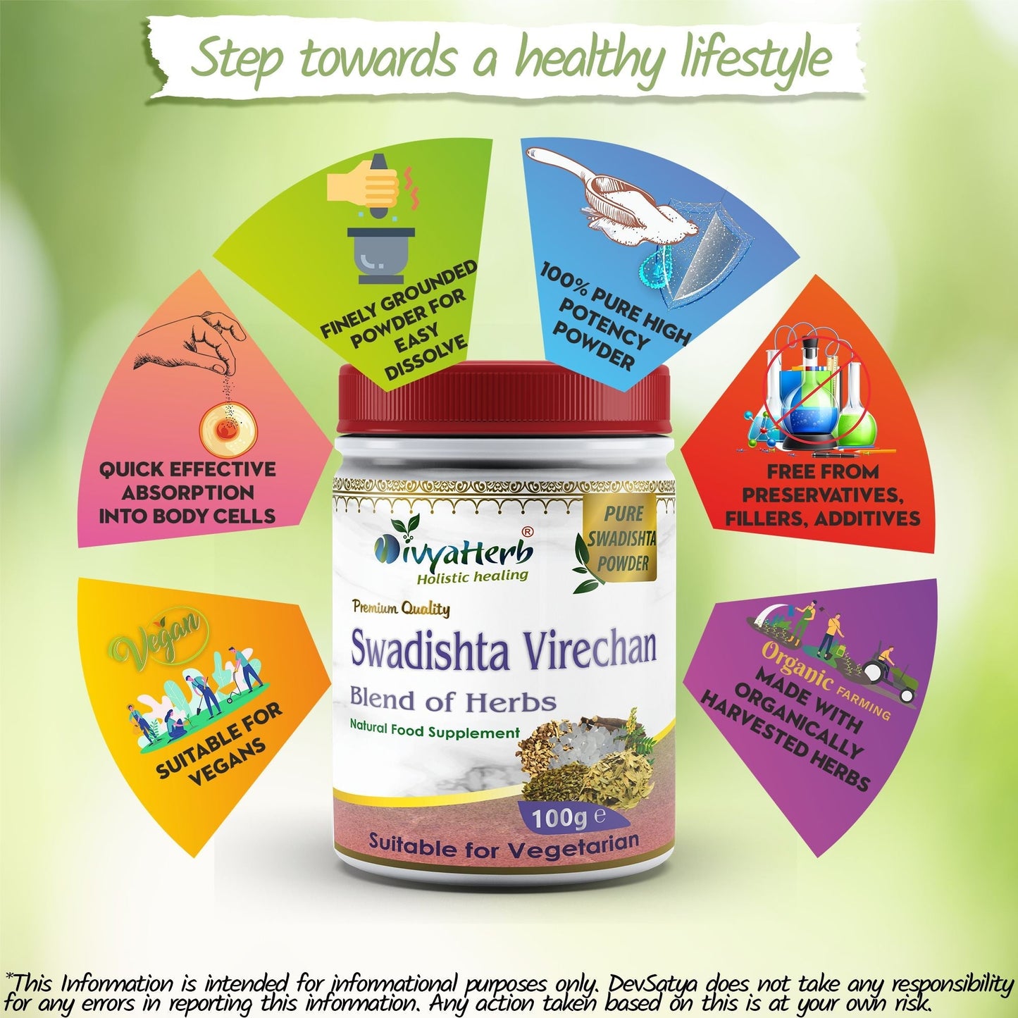 DivyaHerb Swadista Virechan Powder 100 gram - Bowel Regularity Support