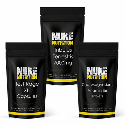Testosterone Support Bundle Stack - Test Rage XL, Tribulus, Zinc Magnesium & Vitamin B6 x 180