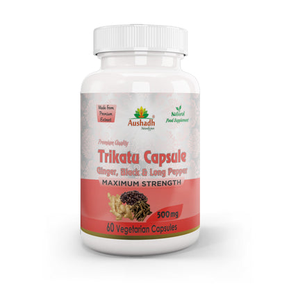 Aushadh Trikatu Capsules (Three Spices) Digestion & Absorption Support - Vegan, Gluten Free, Non-GMO, 60 Capsules