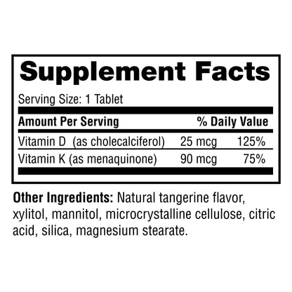 Twinlab Vitamin D3 1000 + K2 Dots – Bone & Heart Health, Immune Support | 60 Tablets (1000 IU)