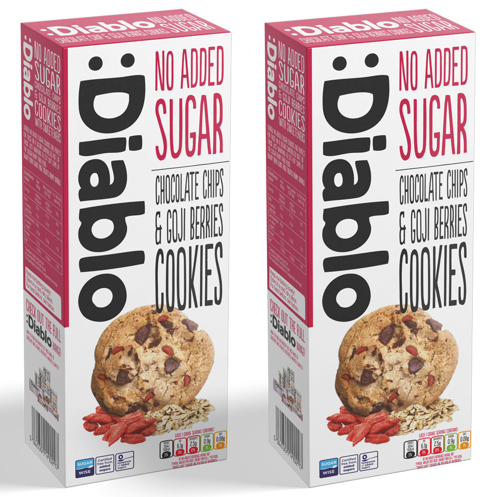 No Added Sugar Chocolate Chip & Goji Berry Cookies (135g) Diablo Sugar Free