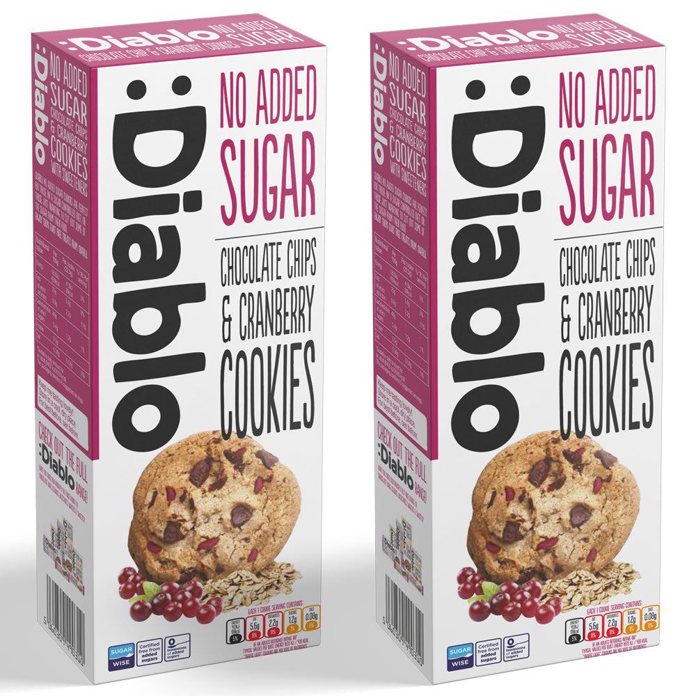 No Added Sugar Chocolate Chip & Cranberry Cookies (135g) Diablo Sugar Free