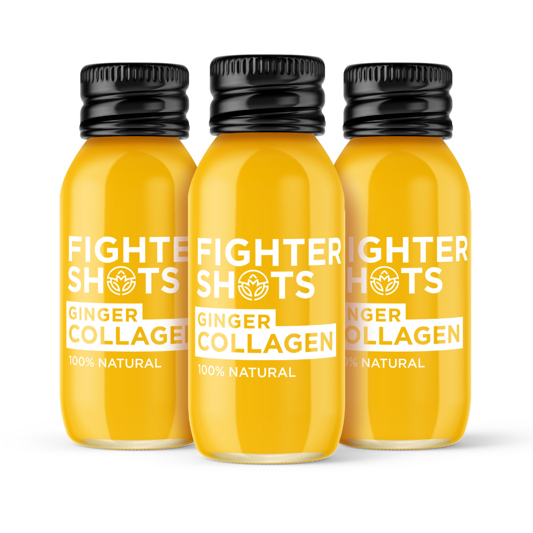 Fighter Shots Ginger + Marine Collagen Shot | 3,000mg Hydrolysed Collagen | 60ml | Single, 6-Pack or 12-Pack