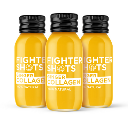 Fighter Shots Ginger + Marine Collagen Shot | 3,000mg Hydrolysed Collagen | 60ml | Single, 6-Pack or 12-Pack