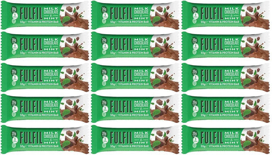 15 x Fulfil Milk Chocolate & Mint Flavour Vitamin & Protein Bar 55G British Grocery