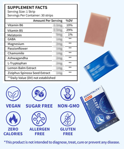 VLL Melatonin 5mg Oral Sleep Strips – Fast-Dissolving Sleep Aids (30 Count)