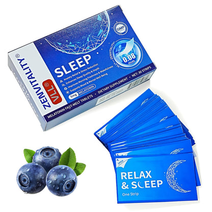 VLL Melatonin 5mg Oral Sleep Strips – Fast-Dissolving Sleep Aids (30 Count)