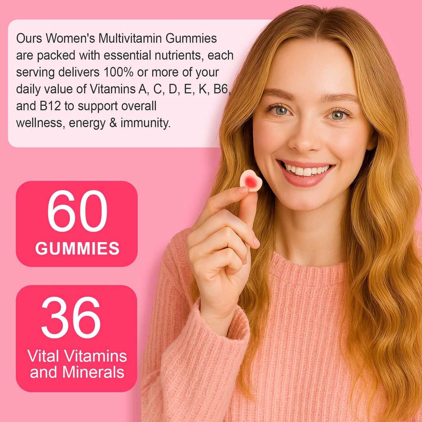 Vceeoy Women's Multivitamin Gummies – Biotin, Zinc & B Vitamins (60 Gummies)