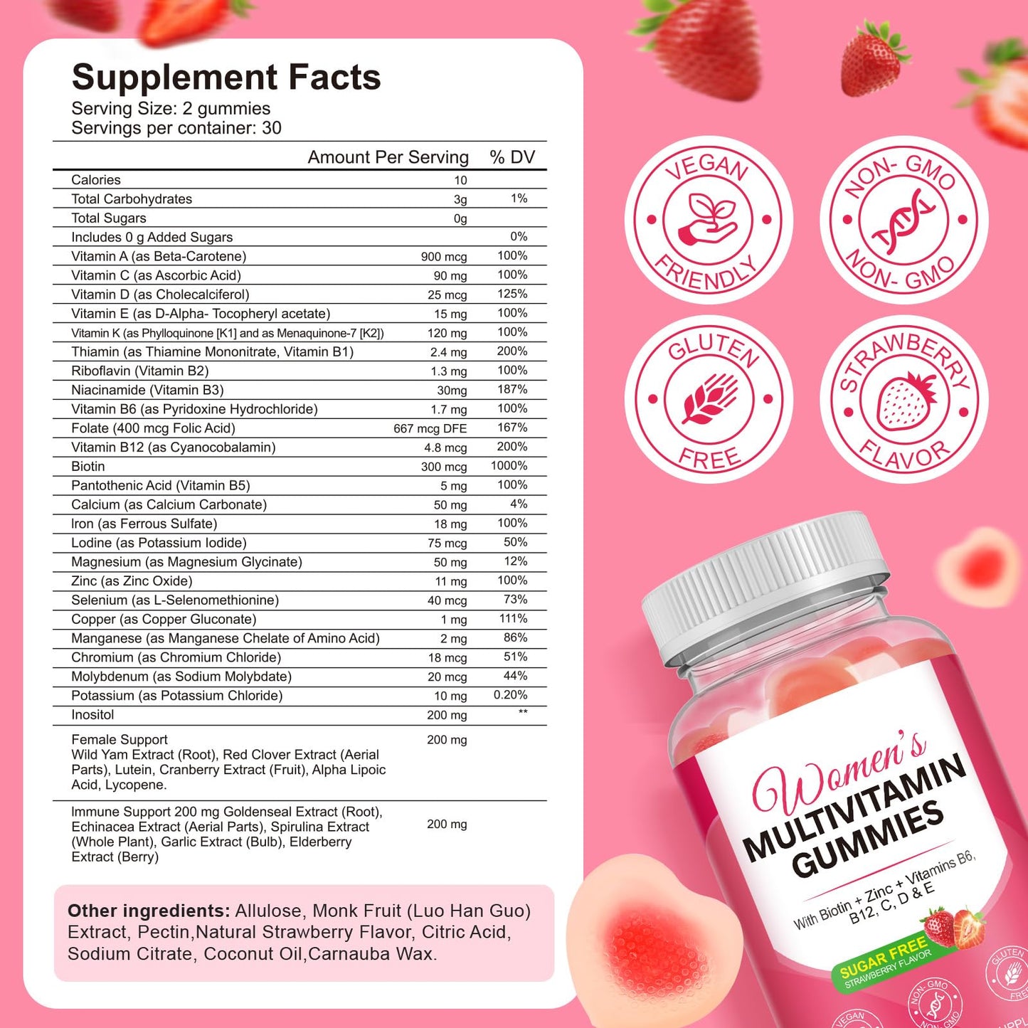 Vceeoy Women's Multivitamin Gummies – Biotin, Zinc & B Vitamins (60 Gummies)
