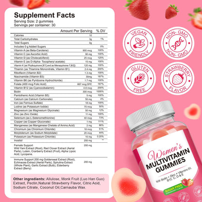 Vceeoy Women's Multivitamin Gummies – Biotin, Zinc & B Vitamins (60 Gummies)