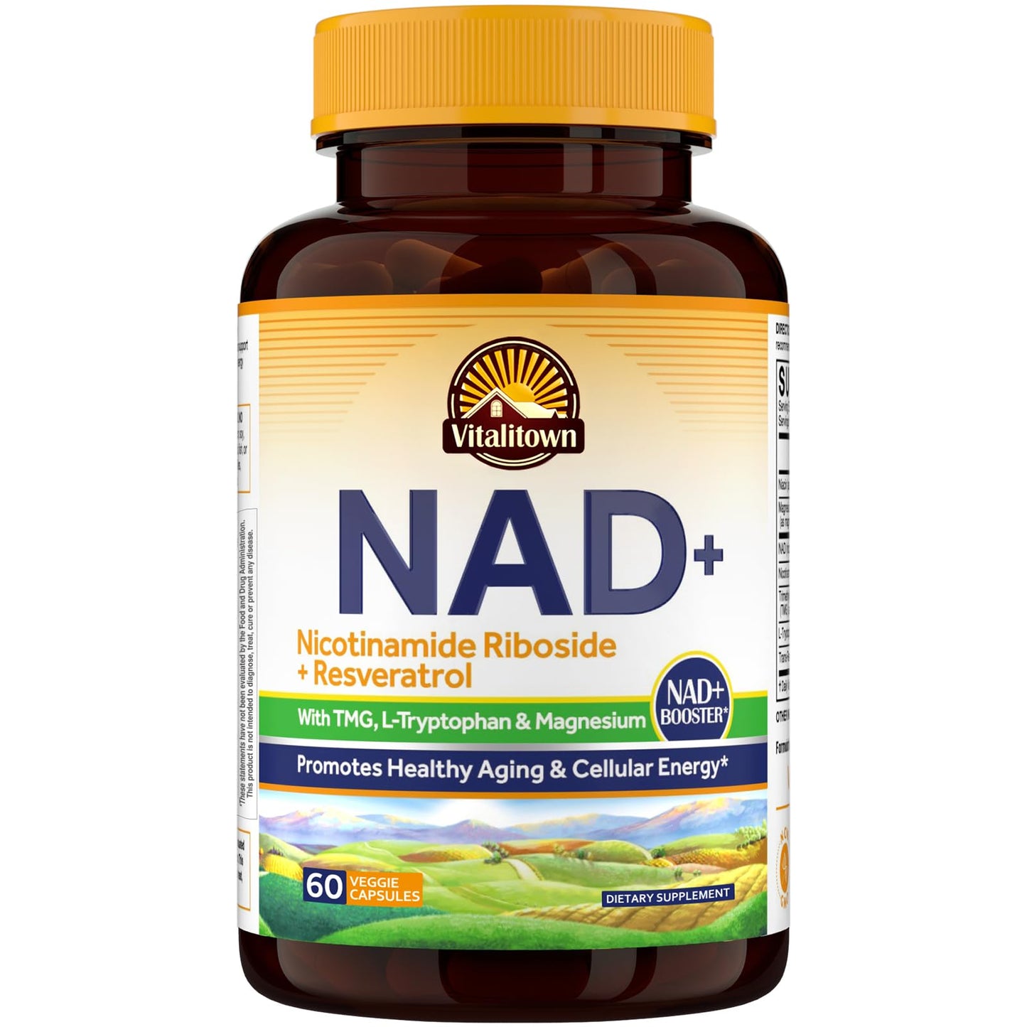 Vitalitown NAD Supplement - NR & Niacin, Trans-Resveratrol | 60 Capsules