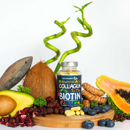 Complete Hair, Skin, Nails Supplement! Marine Collagen, Hyaluronic Acid, Biotin, Vitamins, Minerals, Superfood - 35 Ingredients