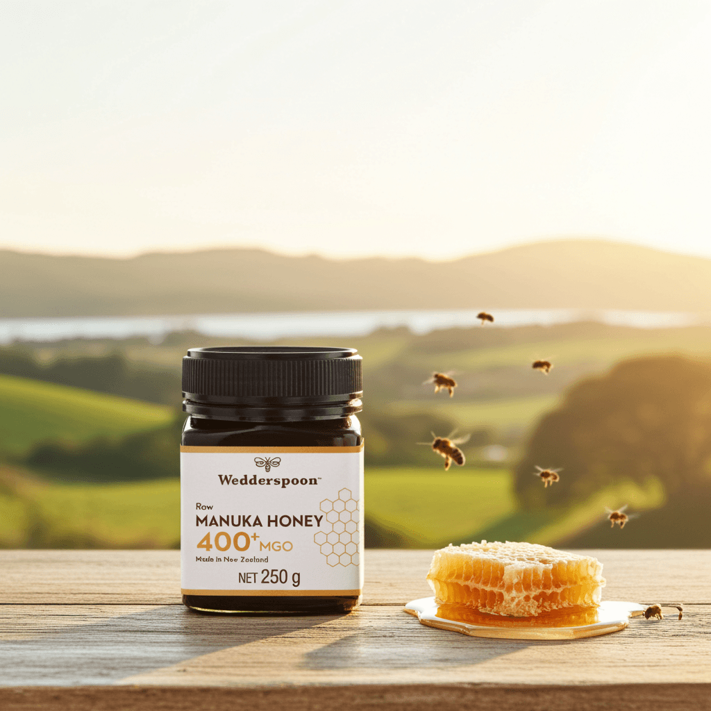 Wedderspoon Raw Manuka Honey 400 MGO – 250g Natural Health World UK