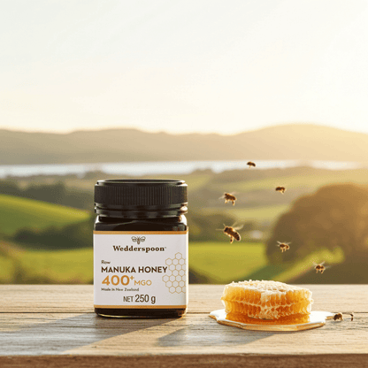 Wedderspoon Raw Manuka Honey 400 MGO – 250g Natural Health World UK