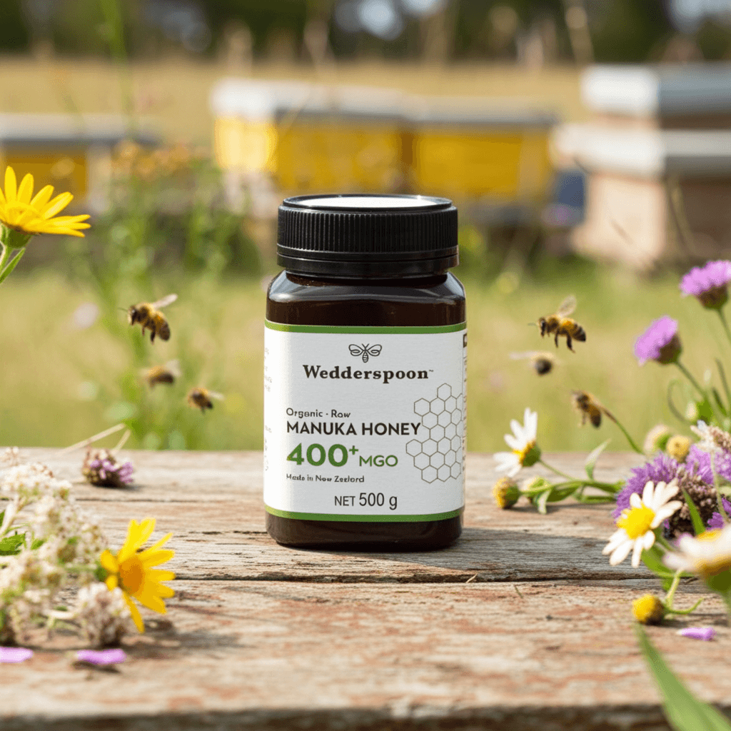 Wedderspoon Raw Organic Manuka Honey 400 MGO – 500g Natural Health World UK