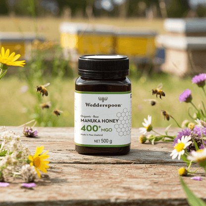 Wedderspoon Raw Organic Manuka Honey 400 MGO – 500g Natural Health World UK
