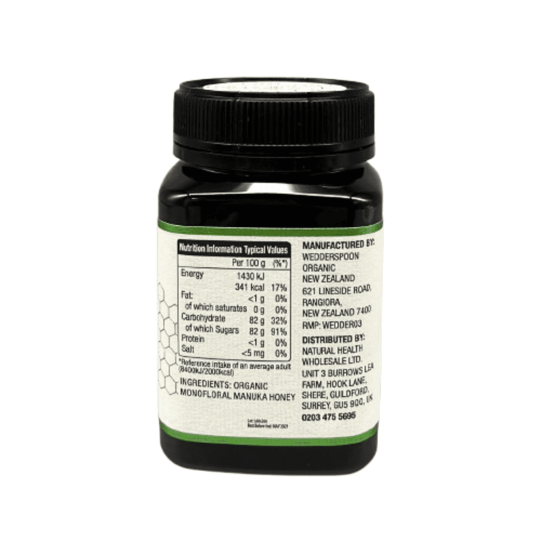 Wedderspoon Raw Organic Manuka Honey 400 MGO – 500g Natural Health World UK