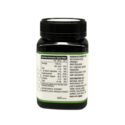 Wedderspoon Raw Organic Manuka Honey 400 MGO – 500g Natural Health World UK