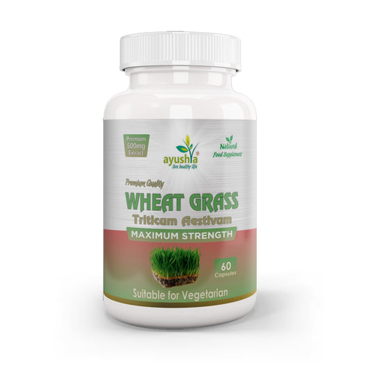 Ayushya Wheat Grass Capsules (Wheatgrass) Daily Greens & Antioxidant Support - Vegan, Gluten Free, Non-GMO, 60 Capsules DivyaHerb - Divya Herb Store
