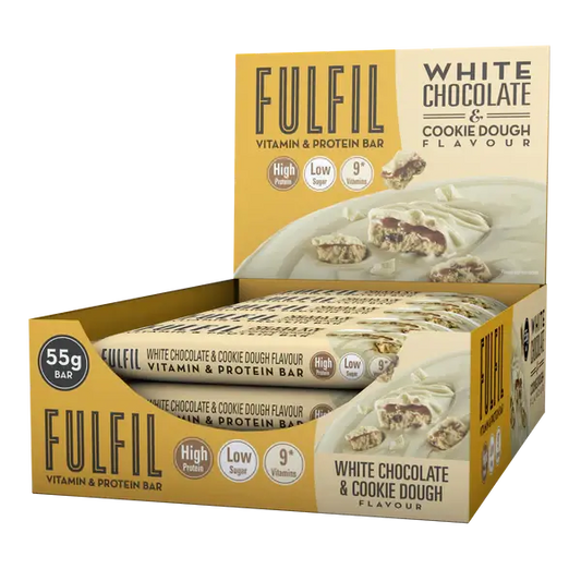 15 x Fulfil White Chocolate & Cookie Dough Vitamin & Protein Bar 55G British Grocery