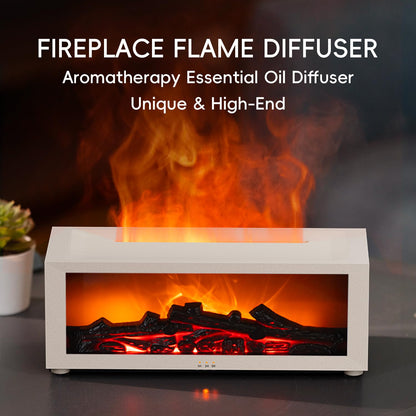 YALEDI Essential Oil Diffuser | 7-Color Fireplace Flame, 150ml Ultrasonic Diffuser with Remote & Timer – White