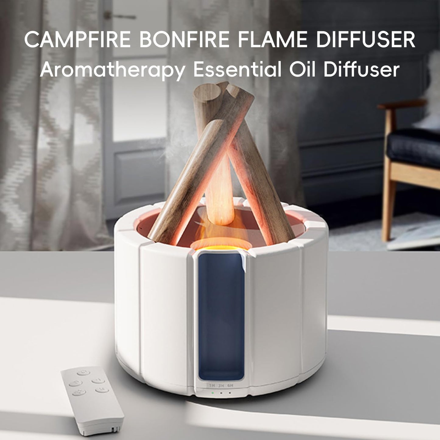 YALEDI Campfire Flame Diffuser 250ml – Remote, Auto Shut-Off, Night Light