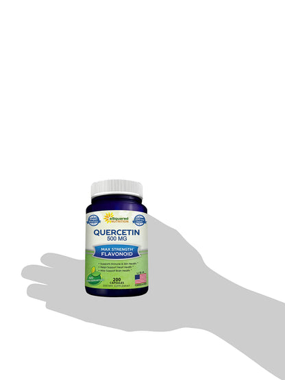 aSquared Nutrition Quercetin 500mg Supplement - 200 Capsules | Max Strength Quercetin Dihydrate for Immune & Cardiovascular Support