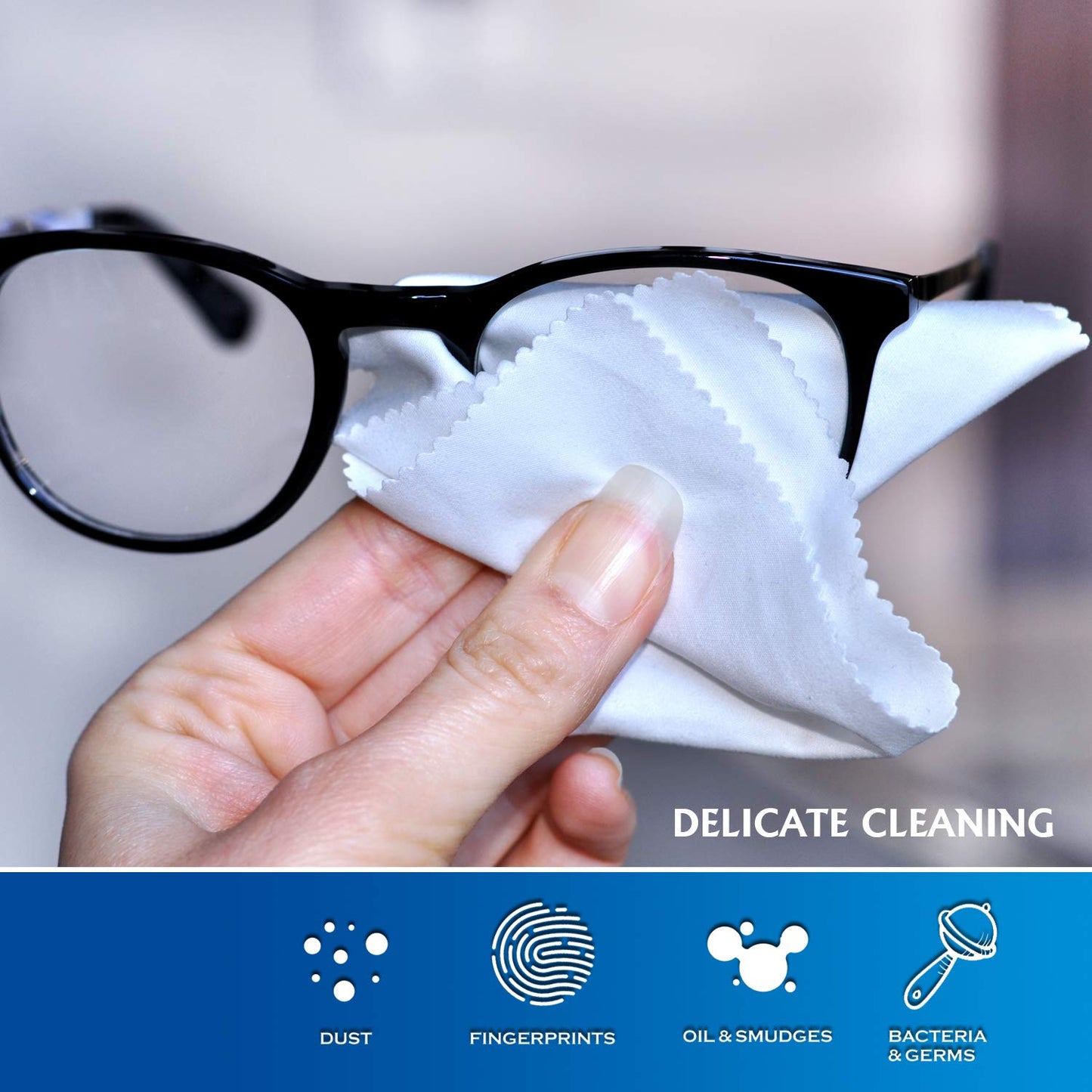 AAwipes Microfiber Cleaning Cloths 30 Pack for Glasses, Lenses, Phones & Delicate Surfaces (6x7) – White & Dark Grey