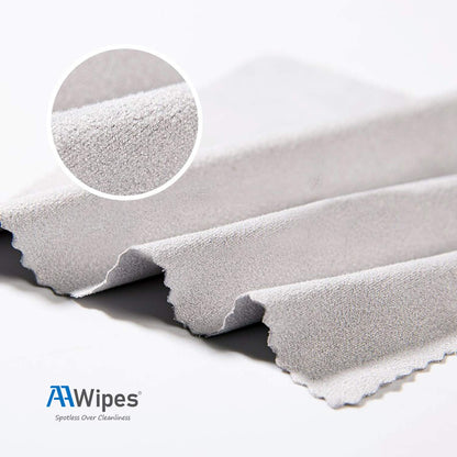 AAwipes 100 Pack Microfiber Cleaning Cloths for Glasses & Screens – 5.5x5.5 in, Light Gray, No Logo