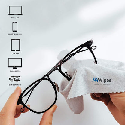 AAwipes 100 Pack Microfiber Cleaning Cloths for Glasses & Screens – 5.5x5.5 in, Light Gray, No Logo