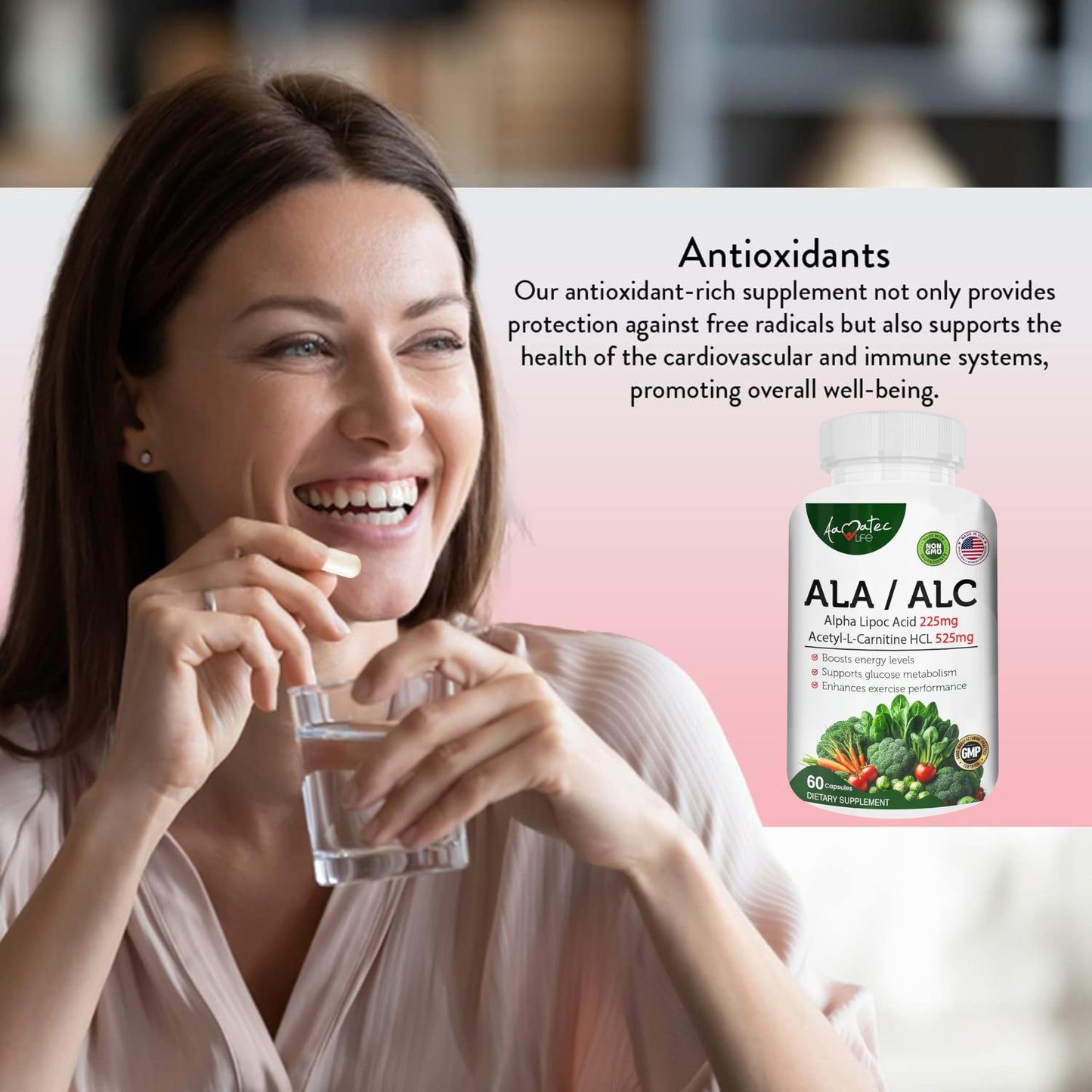 AAMATEC LIFE ALA/ALC High Potency Formula – Alpha Lipoic Acid & Acetyl-L-Carnitine HCl, Antioxidant Support, Energy Boost – 60 Capsules