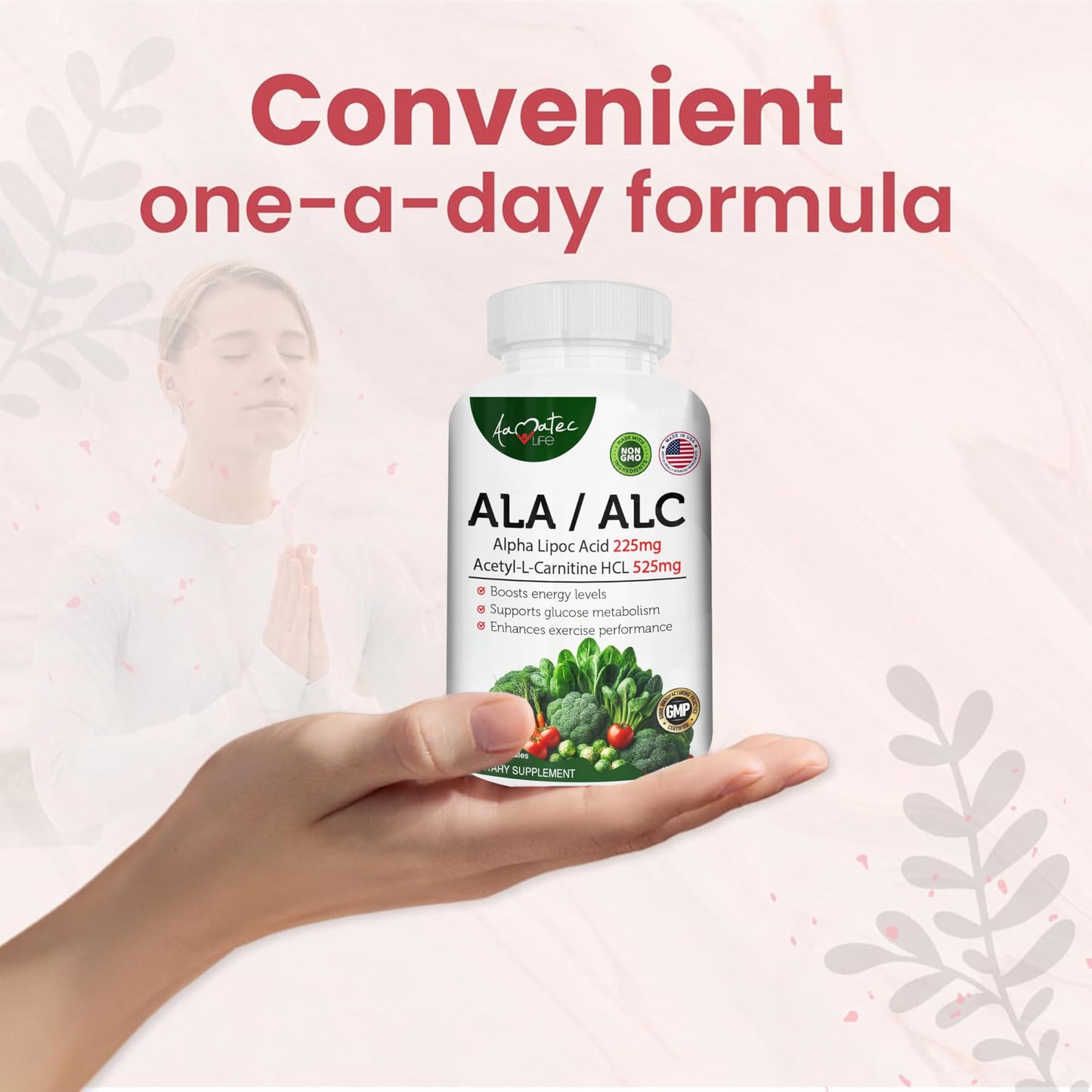 AAMATEC LIFE ALA/ALC High Potency Formula – Alpha Lipoic Acid & Acetyl-L-Carnitine HCl, Antioxidant Support, Energy Boost – 60 Capsules
