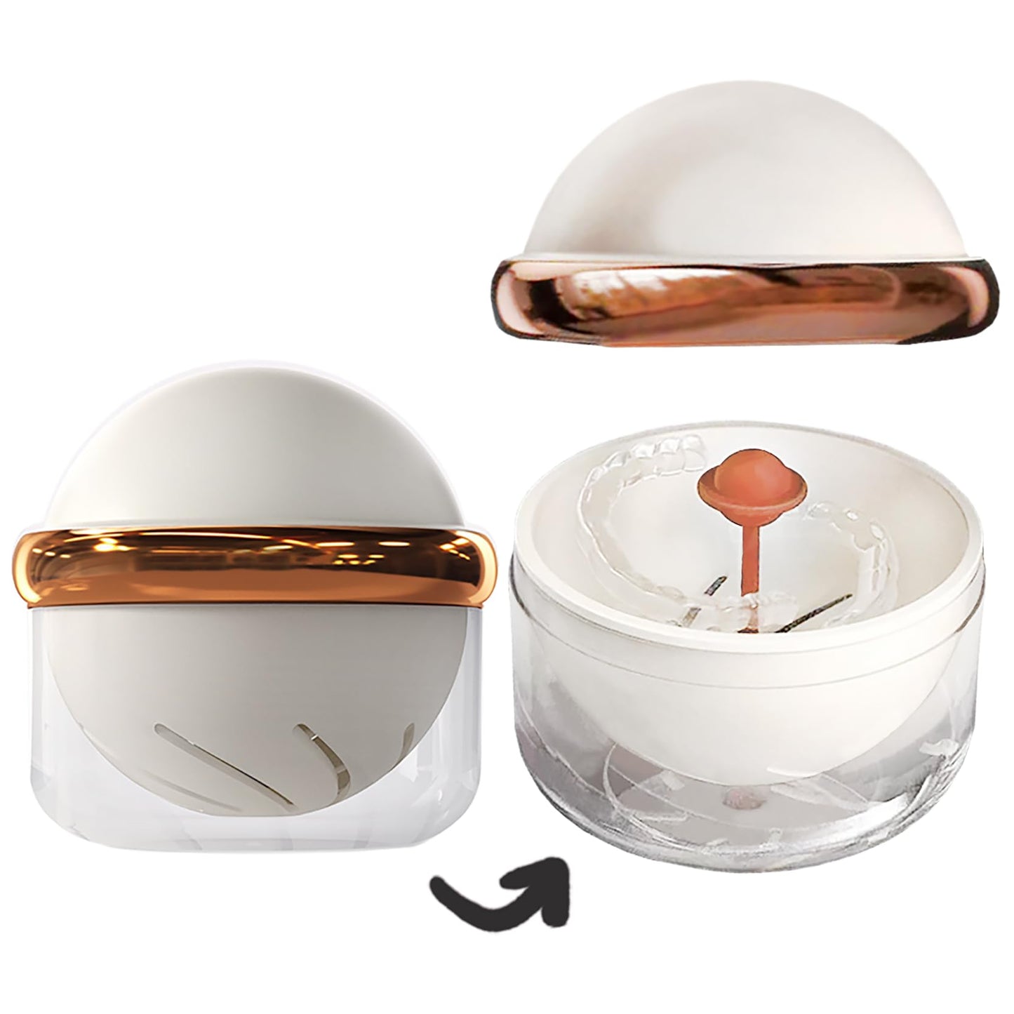 AARAINBOW Retainer Cleaner Case – Clear Denture Case with Strainer