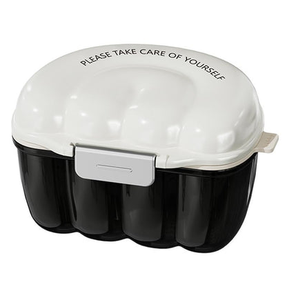 AARAINBOW 2-in-1 Retainer Cleaner Case – Leak-Proof Denture Bath Box with Strainer Basket (D White)