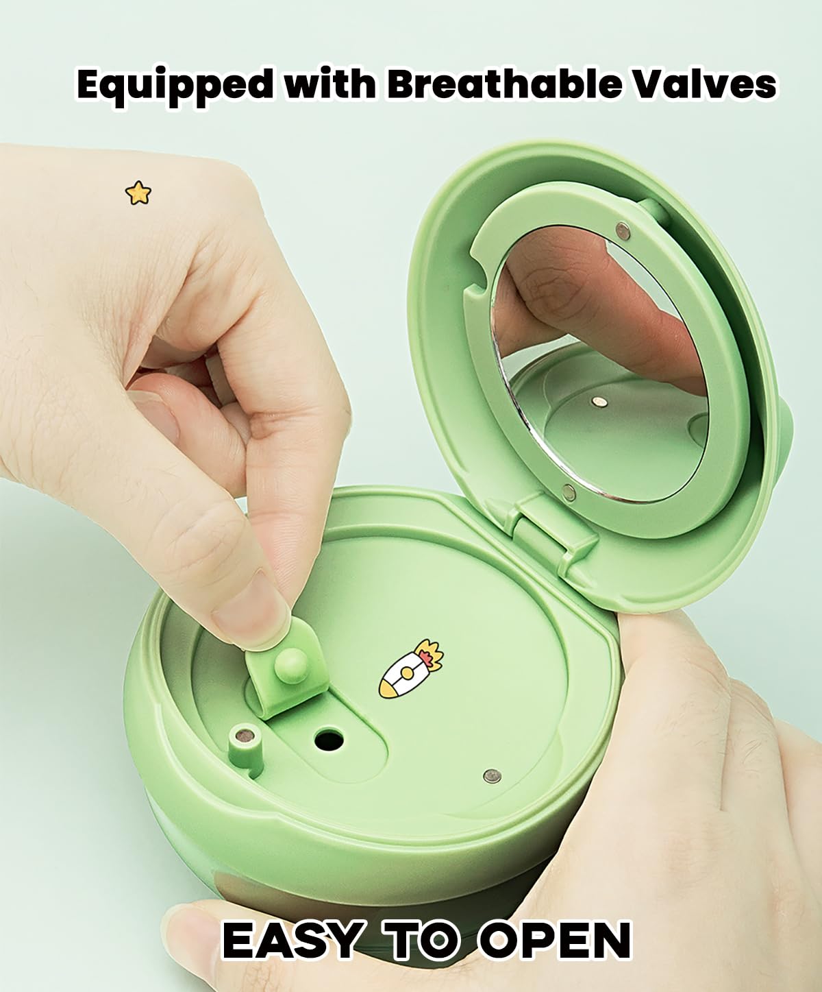 AARAINBOW Retainer Cleaner Case - Leak-Proof Denture Bath Box with Strainer Basket (Green)