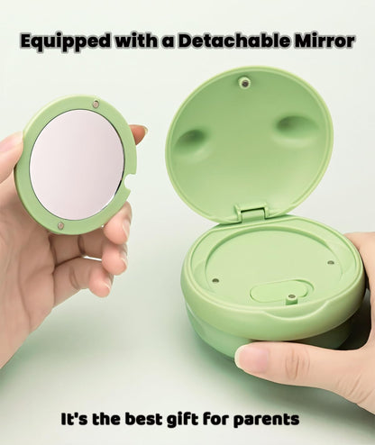 AARAINBOW Retainer Cleaner Case - Leak-Proof Denture Bath Box with Strainer Basket (Green)