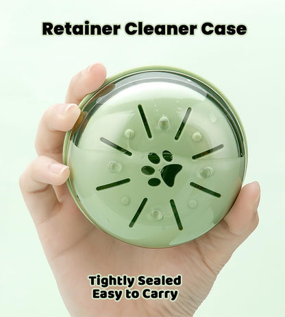 AARAINBOW Retainer Cleaner Case - Leak-Proof Denture Bath Box with Strainer Basket (Green)