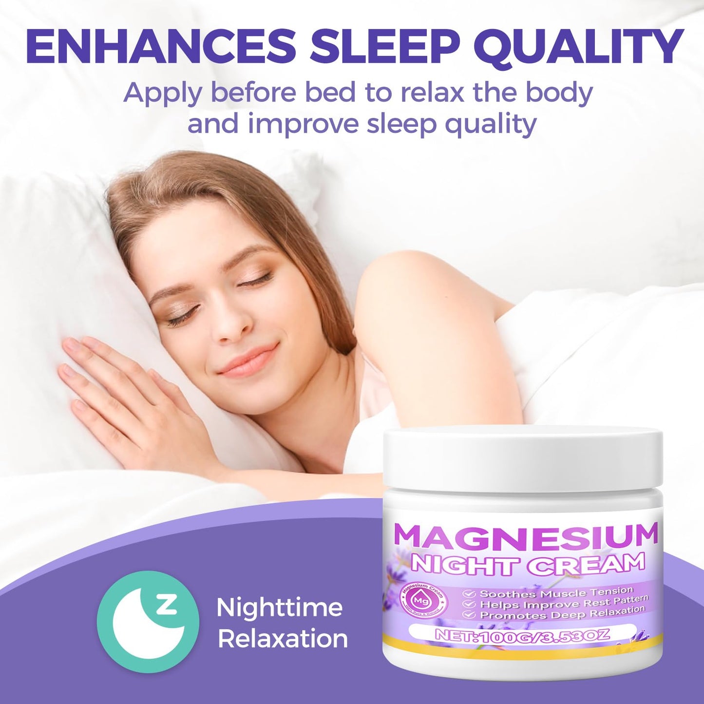 AAROVIBE Magnesium Cream for Sleep – 3.5oz Magnesium Butter with Coconut & Shea Butter