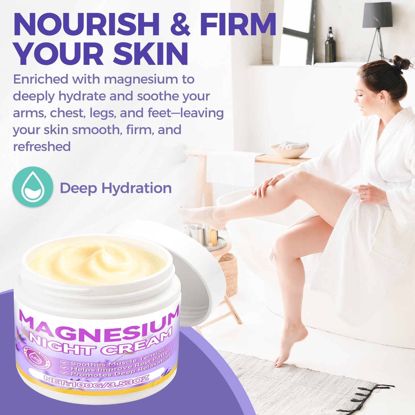 AAROVIBE Magnesium Cream for Sleep – 3.5oz Magnesium Butter with Coconut & Shea Butter