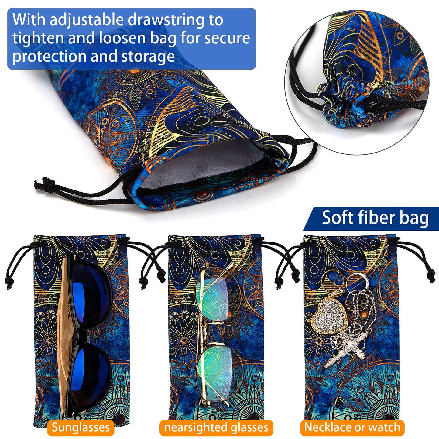 Aatacas Soft Eyeglass Pouch 3 Pack – Microfiber Cleaning Bags for Glasses