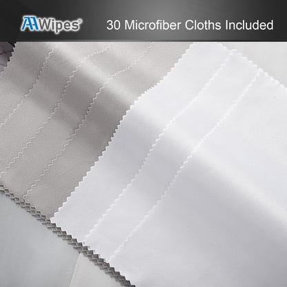 AAWipes Eyeglasses Cleaning Cloths – 30 Pack (6x7 inches), White & Dark Grey – Microfiber Lens Wipes V0693